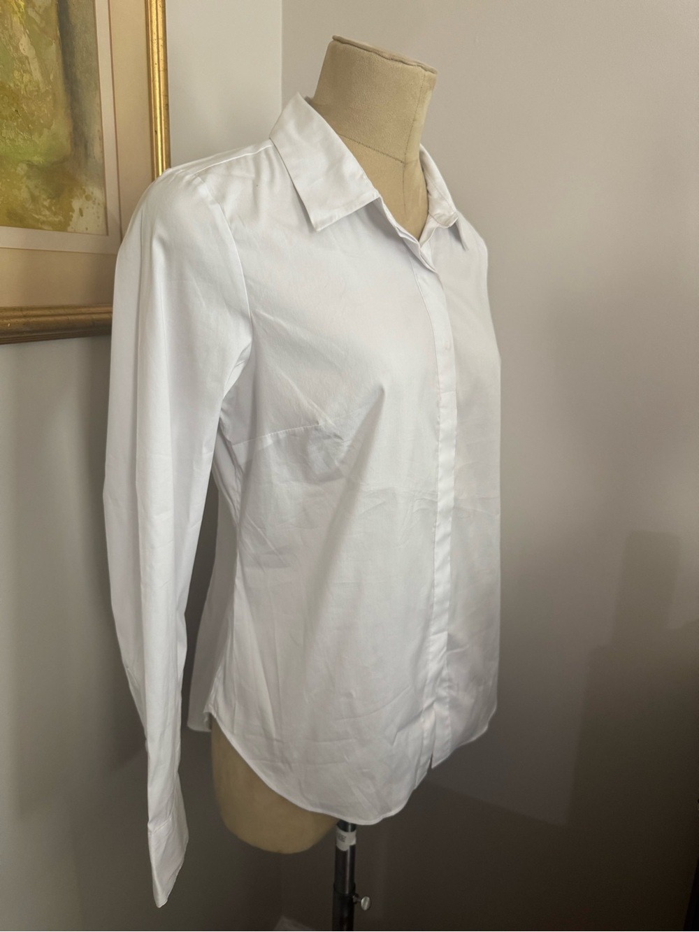 SPANX White No Gape Cotton/Nylon/Elastane Shirt Size Medium - Picture 6 of 13